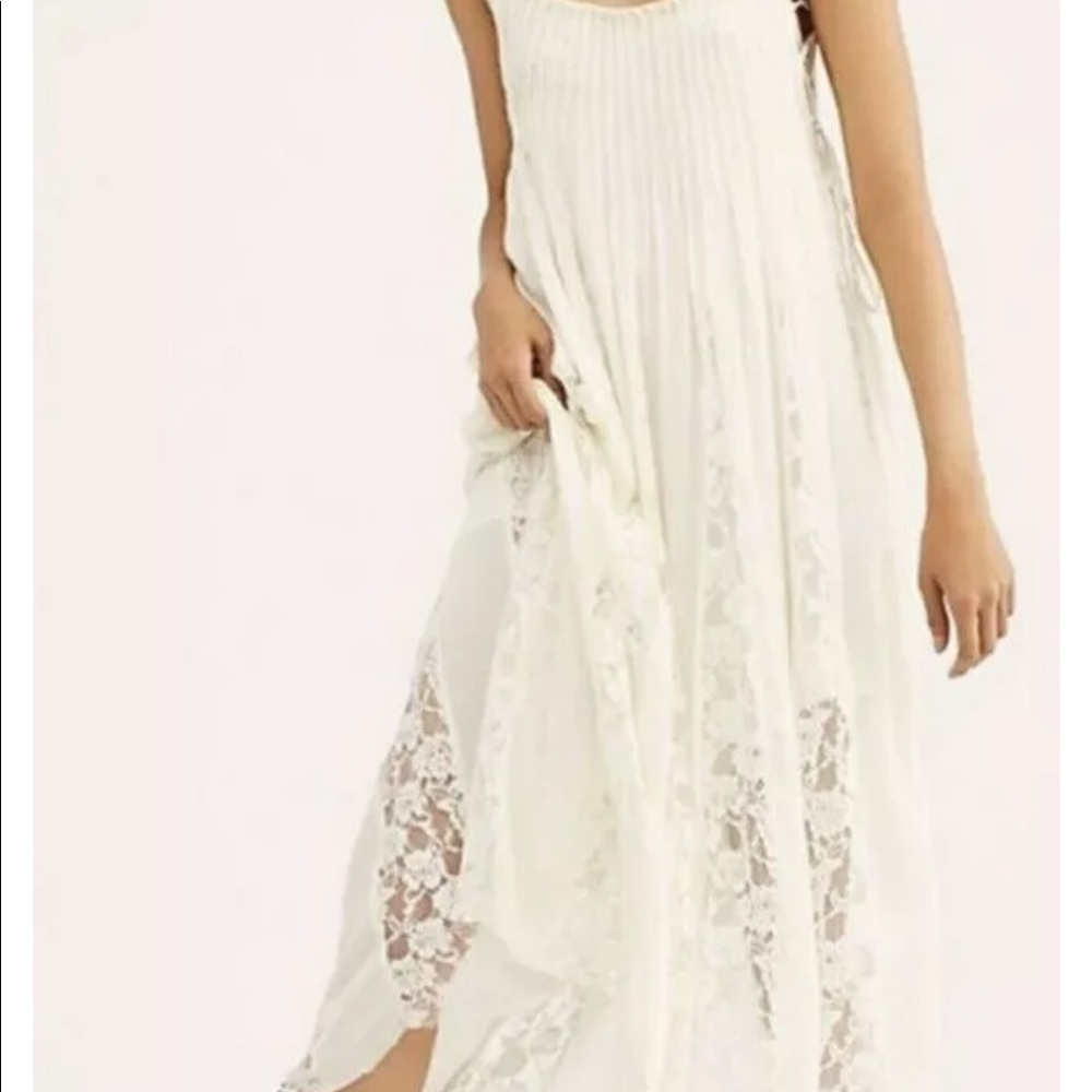 Free People cream pleated lace Hailee midi dress - Picture 9 of 15